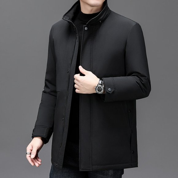 Light Luxury - Classic Hooded Mid-length Down Jacket - Picture 7 of 13